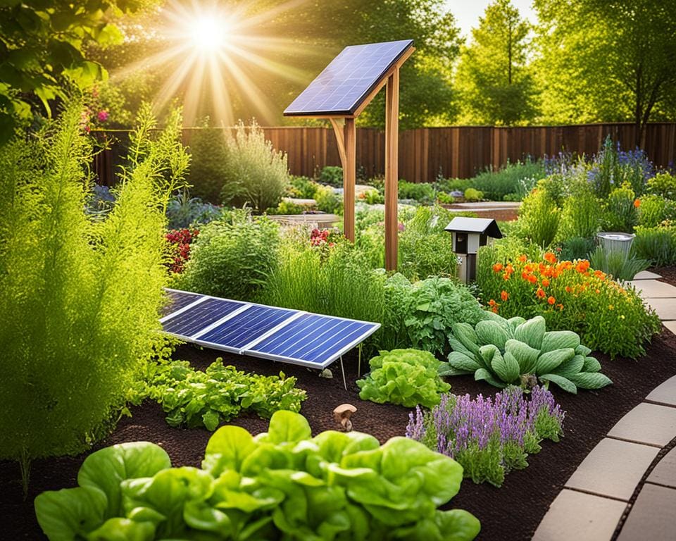 Énergie solaire dans un jardin écologique