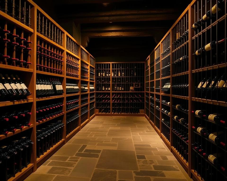 organisation des bouteilles dans une cave à vin